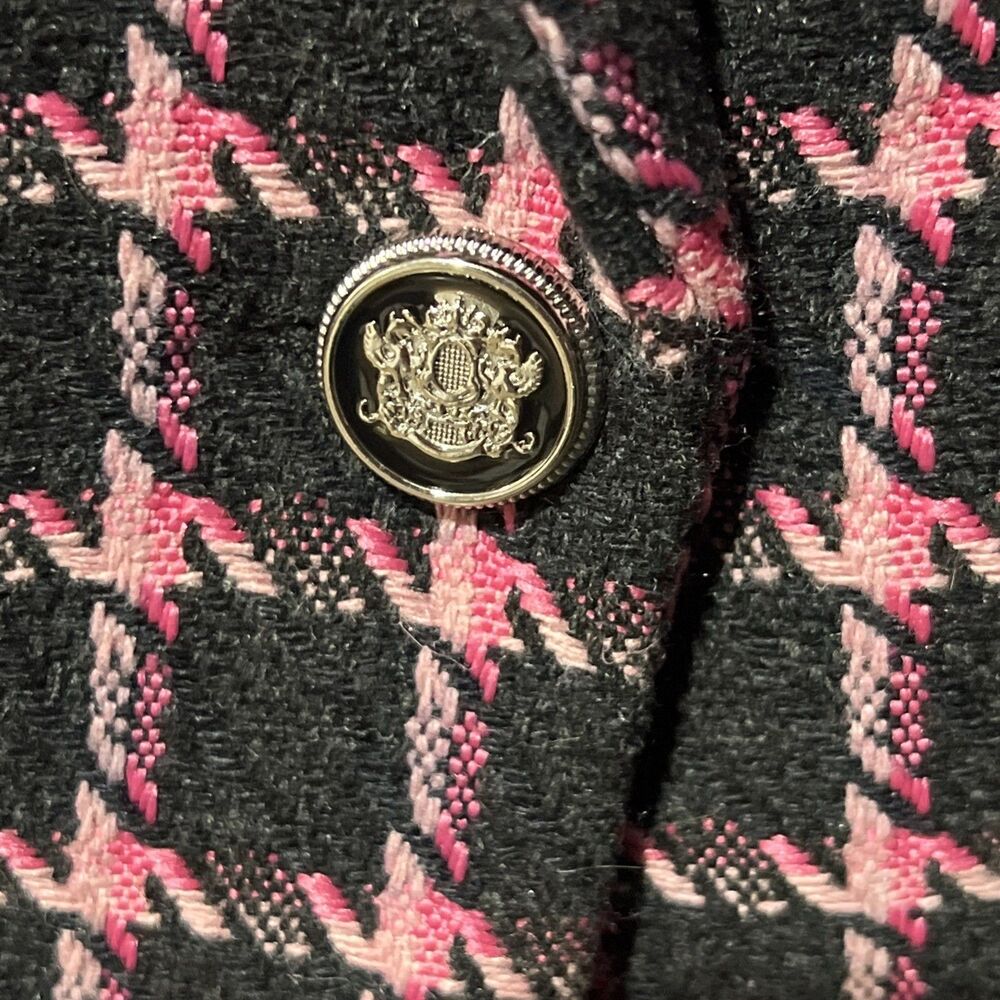 Rachel Zoe Double Breasted Wool Blend Plaid Check Patterned Blazer So 90s M Pink
